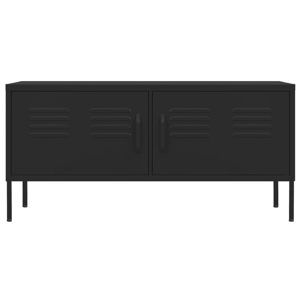 vidaXL TV Cabinet | Black | Steel | Medium | Adjustable Feet | TV Cabinet