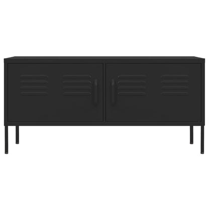 vidaXL TV Cabinet | Black | Steel | Medium | Adjustable Feet | TV Cabinet