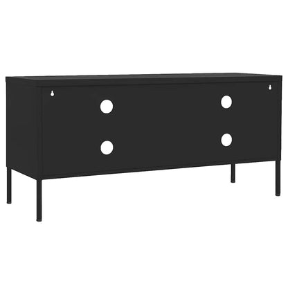 vidaXL TV Cabinet | Black | Steel | Medium | Adjustable Feet | TV Cabinet
