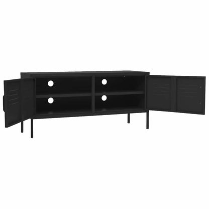 vidaXL TV Cabinet | Black | Steel | Medium | Adjustable Feet | TV Cabinet
