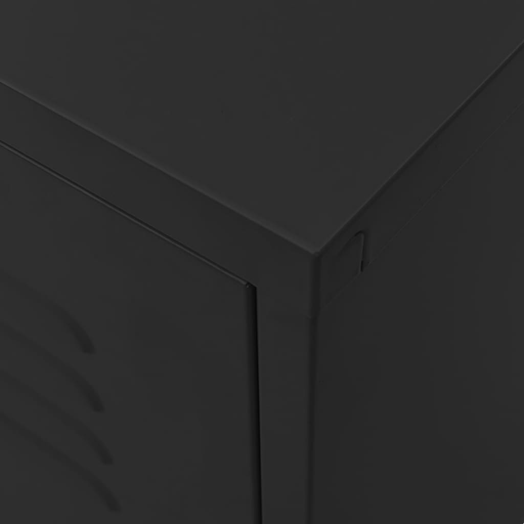 vidaXL TV Cabinet | Black | Steel | Medium | Adjustable Feet | TV Cabinet