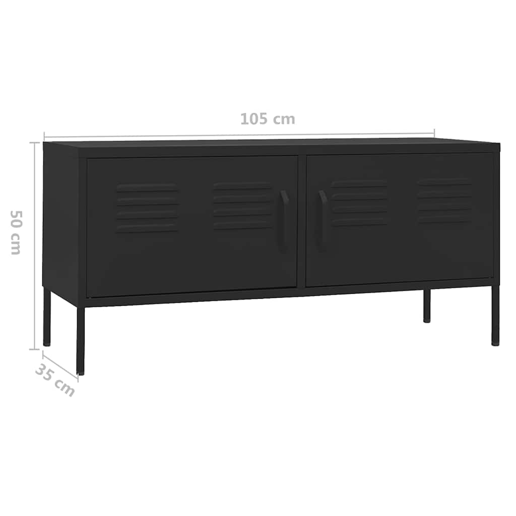 vidaXL TV Cabinet | Black | Steel | Medium | Adjustable Feet | TV Cabinet