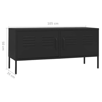 vidaXL TV Cabinet | Black | Steel | Medium | Adjustable Feet | TV Cabinet