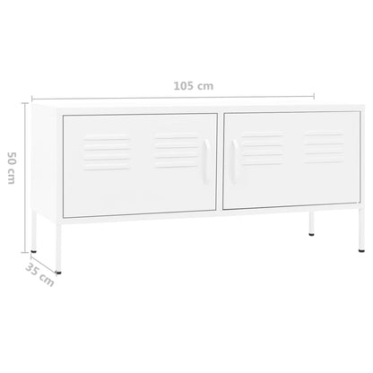 vidaXL TV Cabinet White 105x35x50 cm Steel