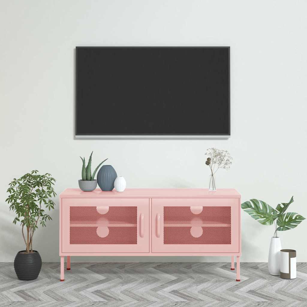 vidaXL TV Cabinet Pink 105x35x50 cm Steel