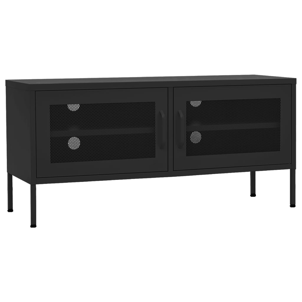 vidaXL Tv Cabinet | Black | Steel | 105 x 35 x 50 cm |  Levelers  | TV Cabinet