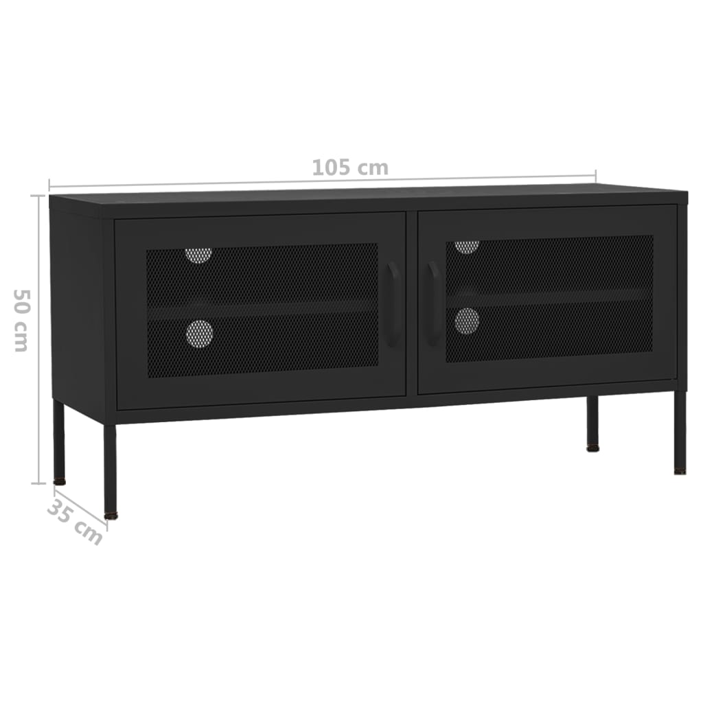 vidaXL Tv Cabinet | Black | Steel | 105 x 35 x 50 cm |  Levelers  | TV Cabinet