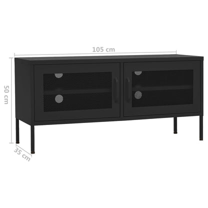 vidaXL Tv Cabinet | Black | Steel | 105 x 35 x 50 cm |  Levelers  | TV Cabinet
