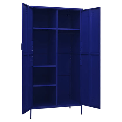 336244 vidaXL Wardrobe Navy Blue 90x50x180 cm Steel