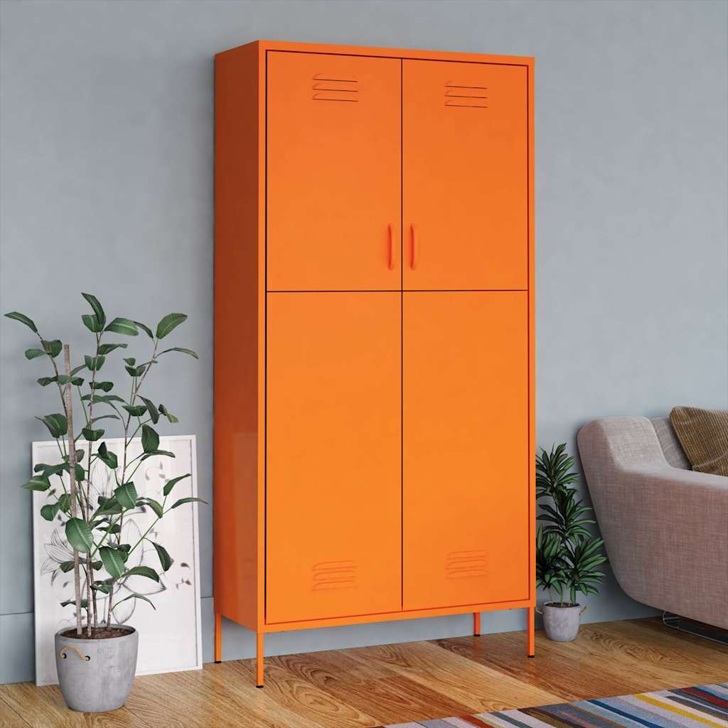 336246 vidaXL Wardrobe Orange 90x50x180 cm Steel