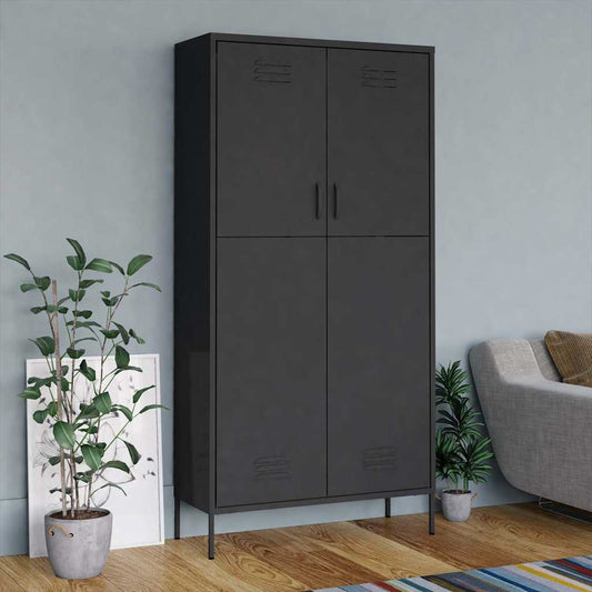 336249 vidaXL Wardrobe Anthracite 90x50x180 cm Steel