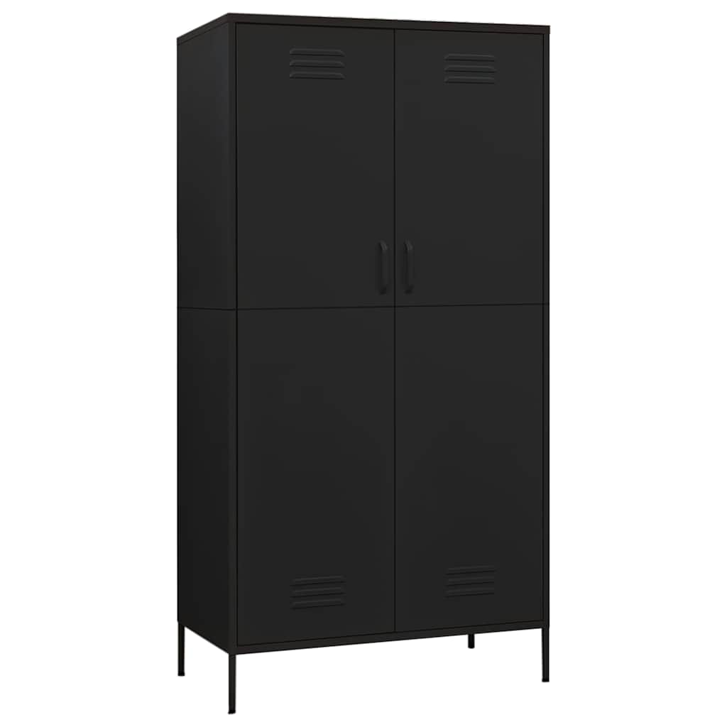 336250 vidaXL Wardrobe Black 90x50x180 cm Steel