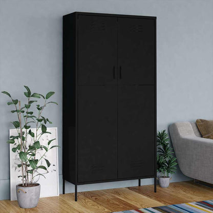 336250 vidaXL Wardrobe Black 90x50x180 cm Steel