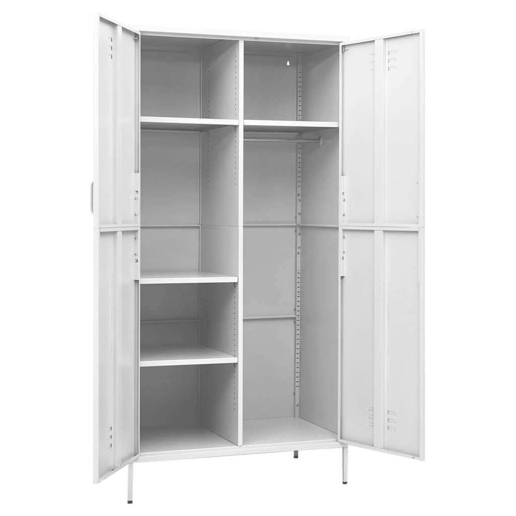336251 vidaXL Wardrobe White 90x50x180 cm Steel