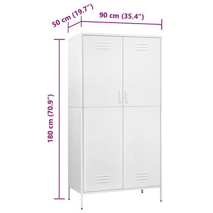 336251 vidaXL Wardrobe White 90x50x180 cm Steel