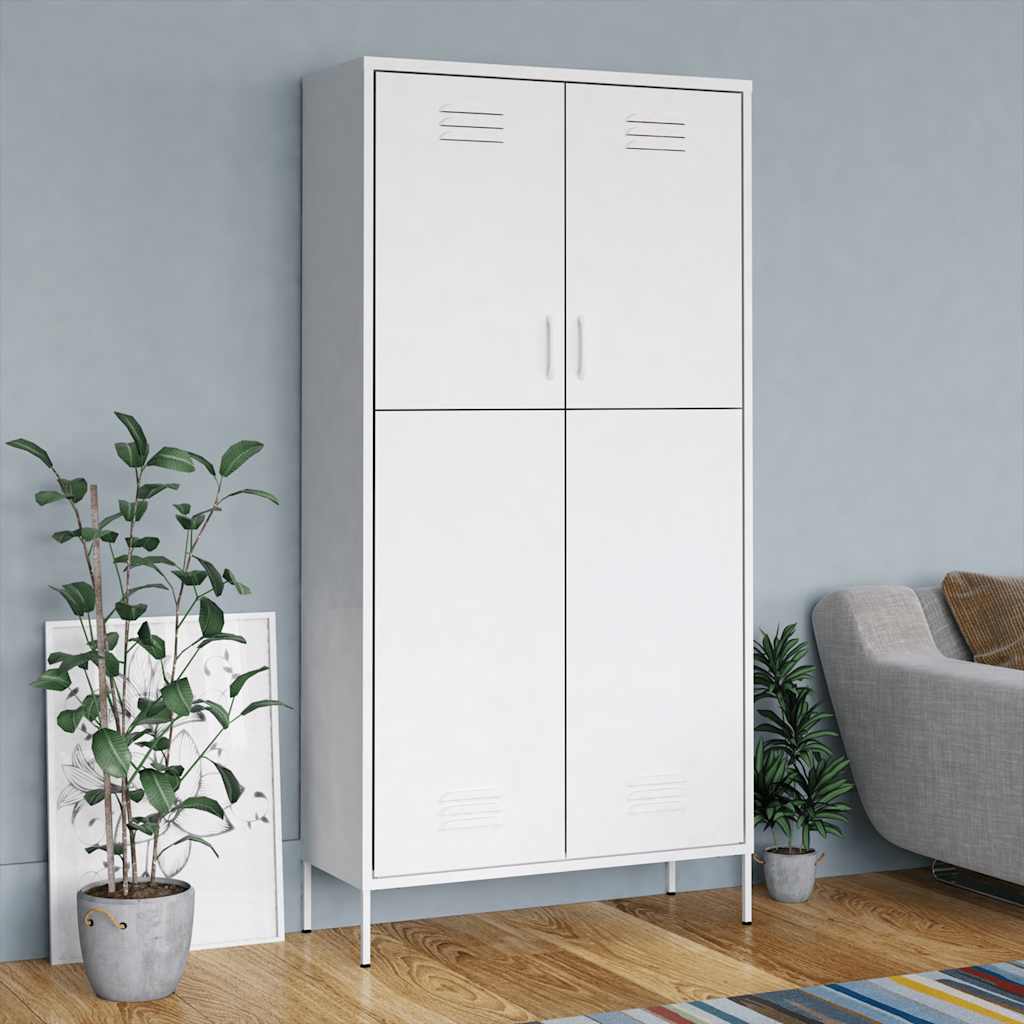 336251 vidaXL Wardrobe White 90x50x180 cm Steel