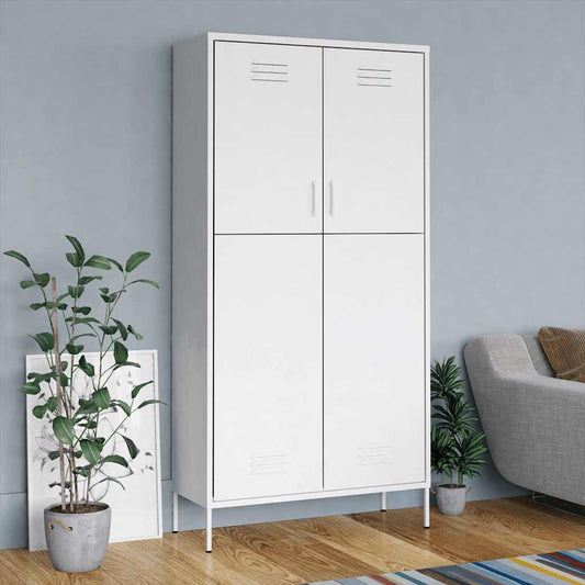 336251 vidaXL Wardrobe White 90x50x180 cm Steel