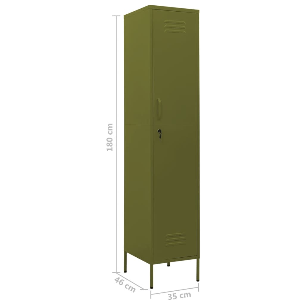 vidaXL Locker Cabinet Olive Green 35x46x180 cm Steel