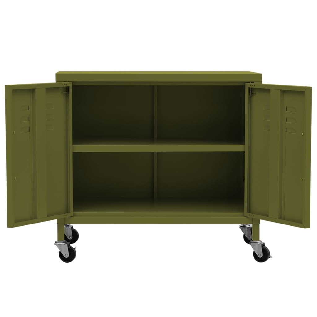 vidaXL Storage Cabinet Olive Green 60x35x56 cm Steel