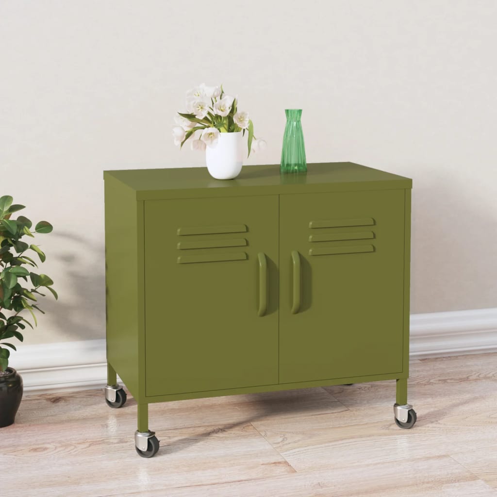 vidaXL Storage Cabinet Olive Green 60x35x56 cm Steel