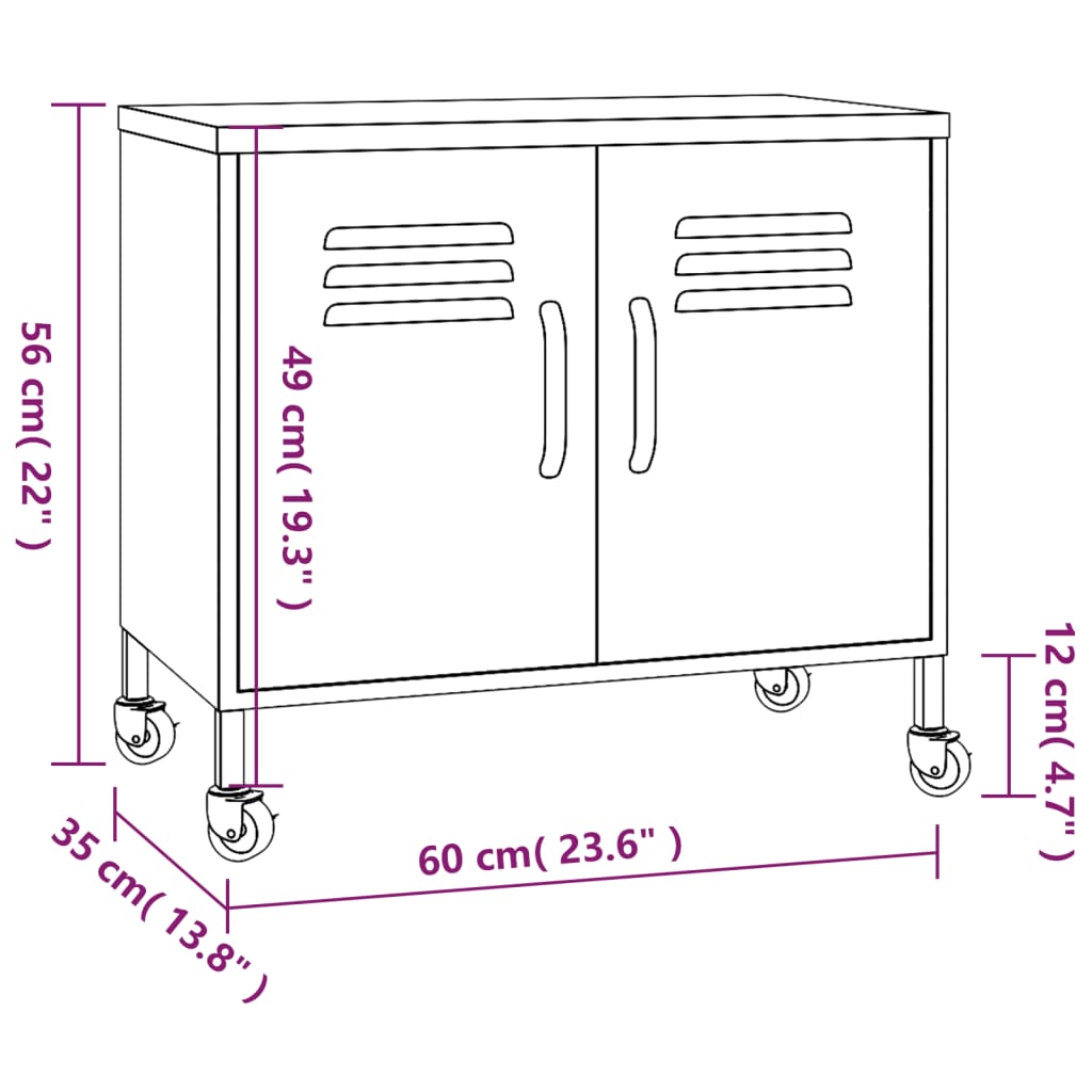vidaXL Storage Cabinet Mustard Yellow 60x35x56 cm Steel