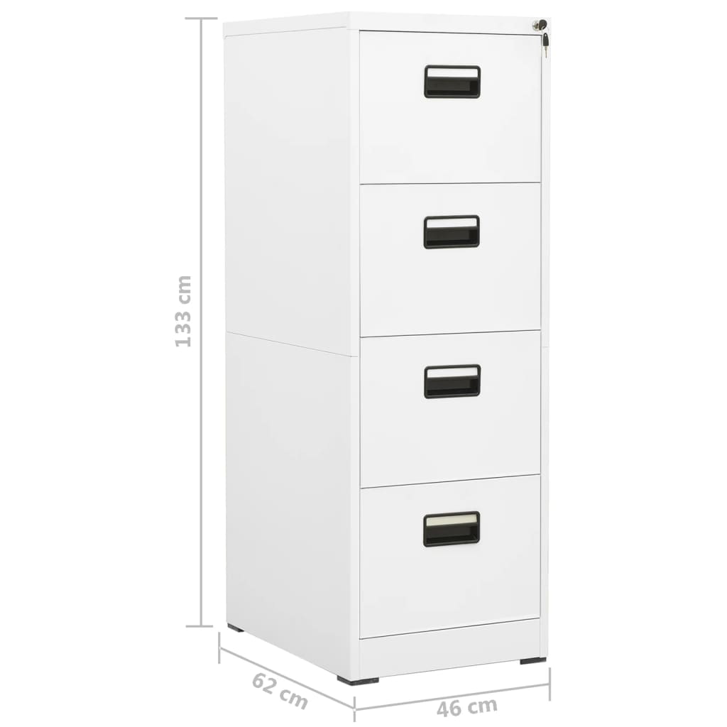 vidaXL Filing Cabinet | White | Steel | Large | Filing Cabinet | Rectangular