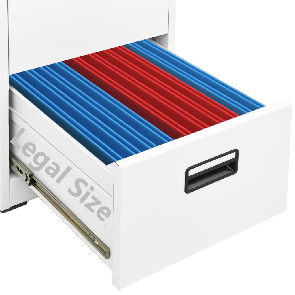 vidaXL Filing Cabinet | White | Steel | Large | Filing Cabinet | Rectangular