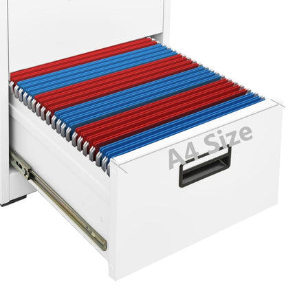 vidaXL Filing Cabinet | White | Steel | Large | Filing Cabinet | Rectangular