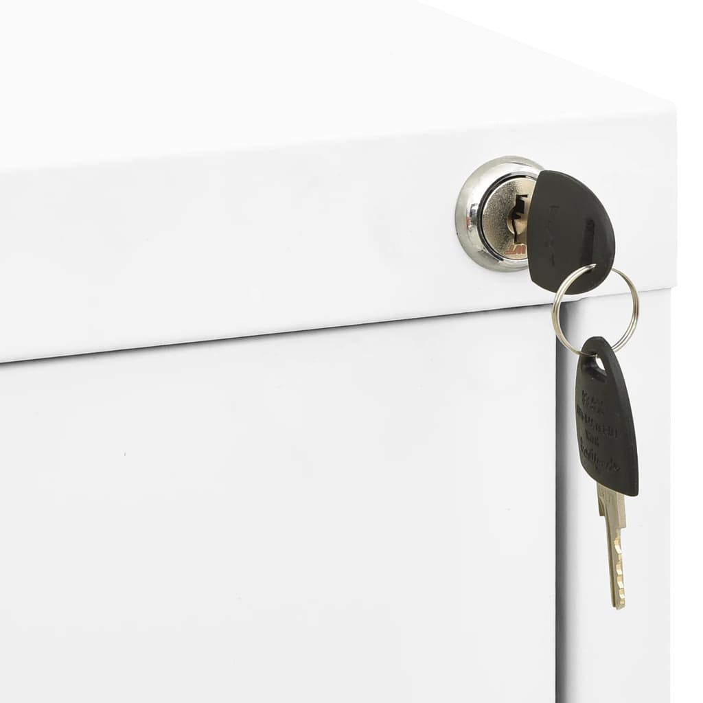 vidaXL Filing Cabinet | White | Steel | Large | Filing Cabinet | Rectangular