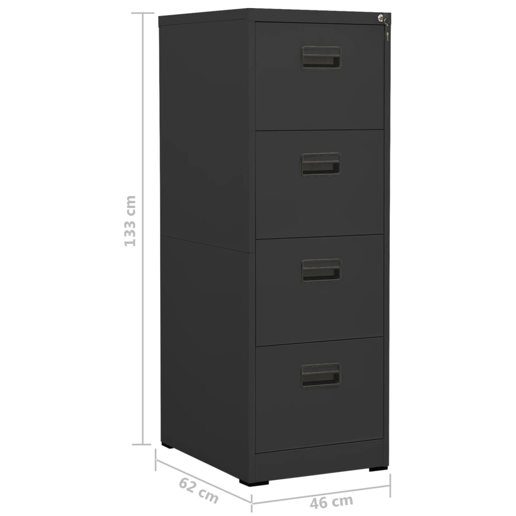 vidaXL Filing Cabinet | Anthracite | Steel | Medium | Locks | Filing Cabinet
