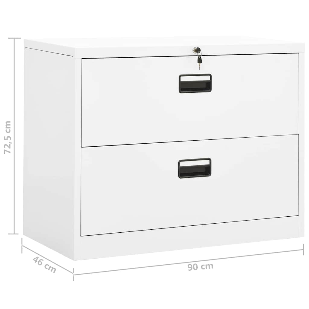 vidaXL Filing Cabinet | White | Steel | 90x46x72.5 cm | Durable | Filing Cabinet