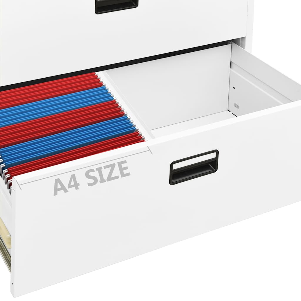 vidaXL Filing Cabinet | White | Steel | 90x46x72.5 cm | Durable | Filing Cabinet