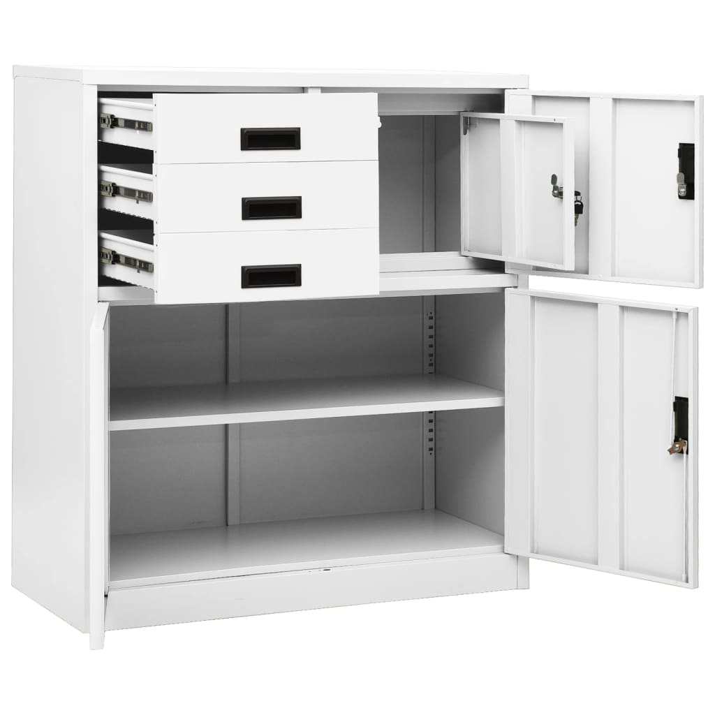 vidaXL Office Cabinet White 90x40x102 cm Steel