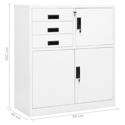vidaXL Office Cabinet White 90x40x102 cm Steel
