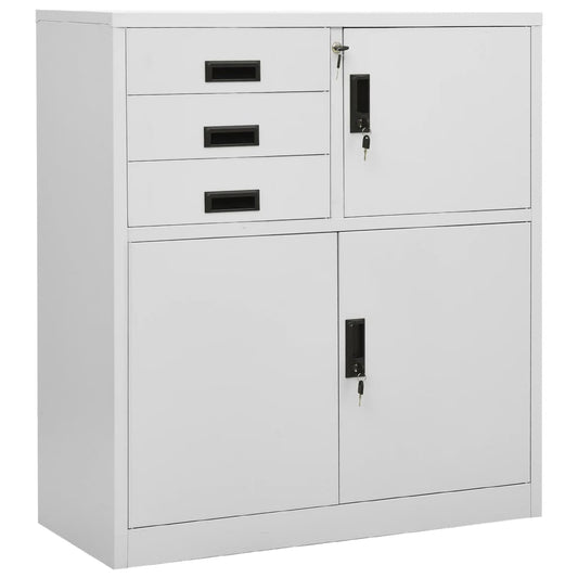 vidaXL Office Cabinet | Light grey | Steel | Medium | Office Cabinets