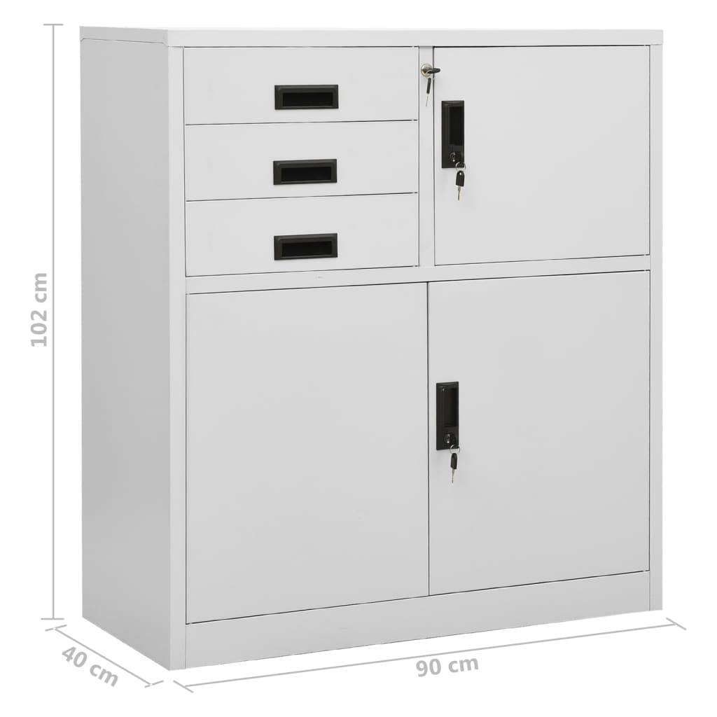 vidaXL Office Cabinet Light Grey 90x40x102 cm Steel
