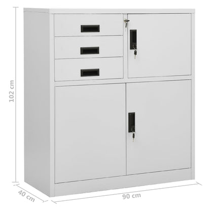 vidaXL Office Cabinet Light Grey 90x40x102 cm Steel