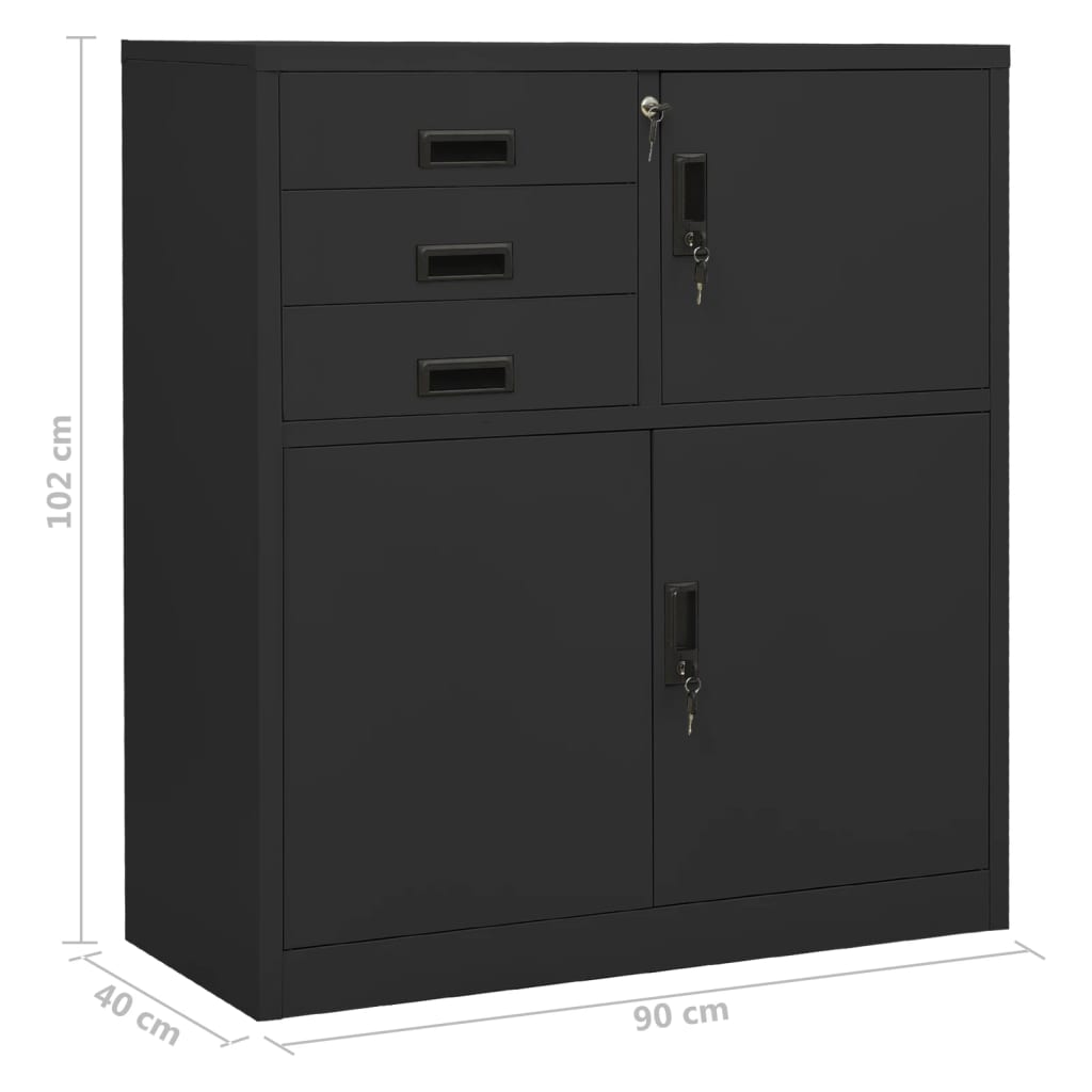 vidaXL Office Cabinet Anthracite 90x40x102 cm Steel