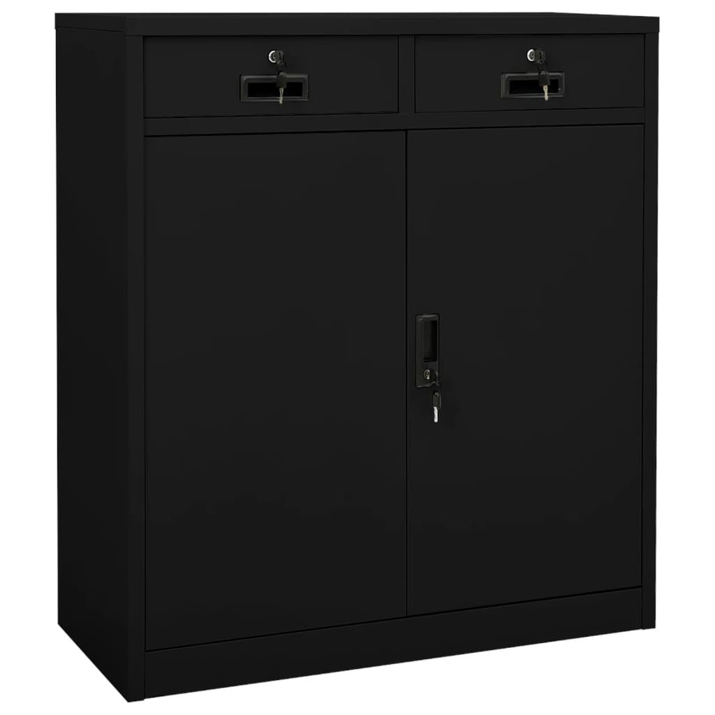 vidaXL Office Cabinet | Black | Steel | Medium | Height-Adjustable Shelves