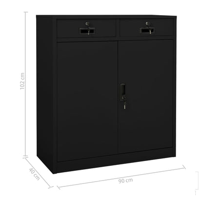 vidaXL Office Cabinet | Black | Steel | Medium | Height-Adjustable Shelves