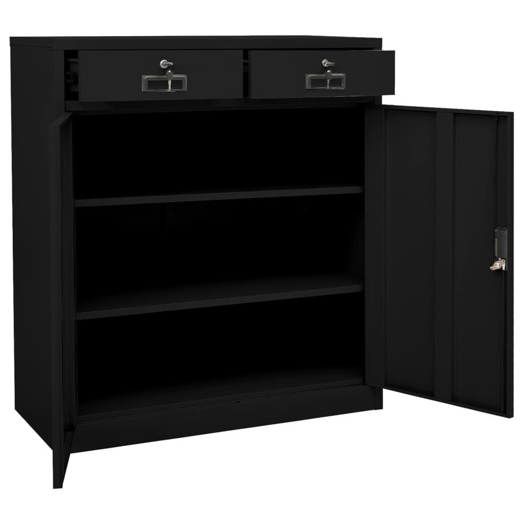 vidaXL Office Cabinet | Black | Steel | Medium | Height-Adjustable Shelves