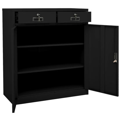 vidaXL Office Cabinet | Black | Steel | Medium | Height-Adjustable Shelves