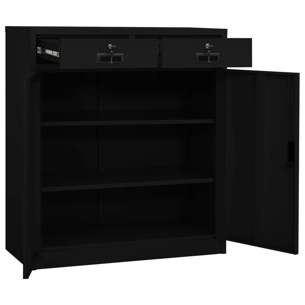 vidaXL Office Cabinet | Black | Steel | Medium | Height-Adjustable Shelves