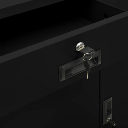vidaXL Office Cabinet | Black | Steel | Medium | Height-Adjustable Shelves