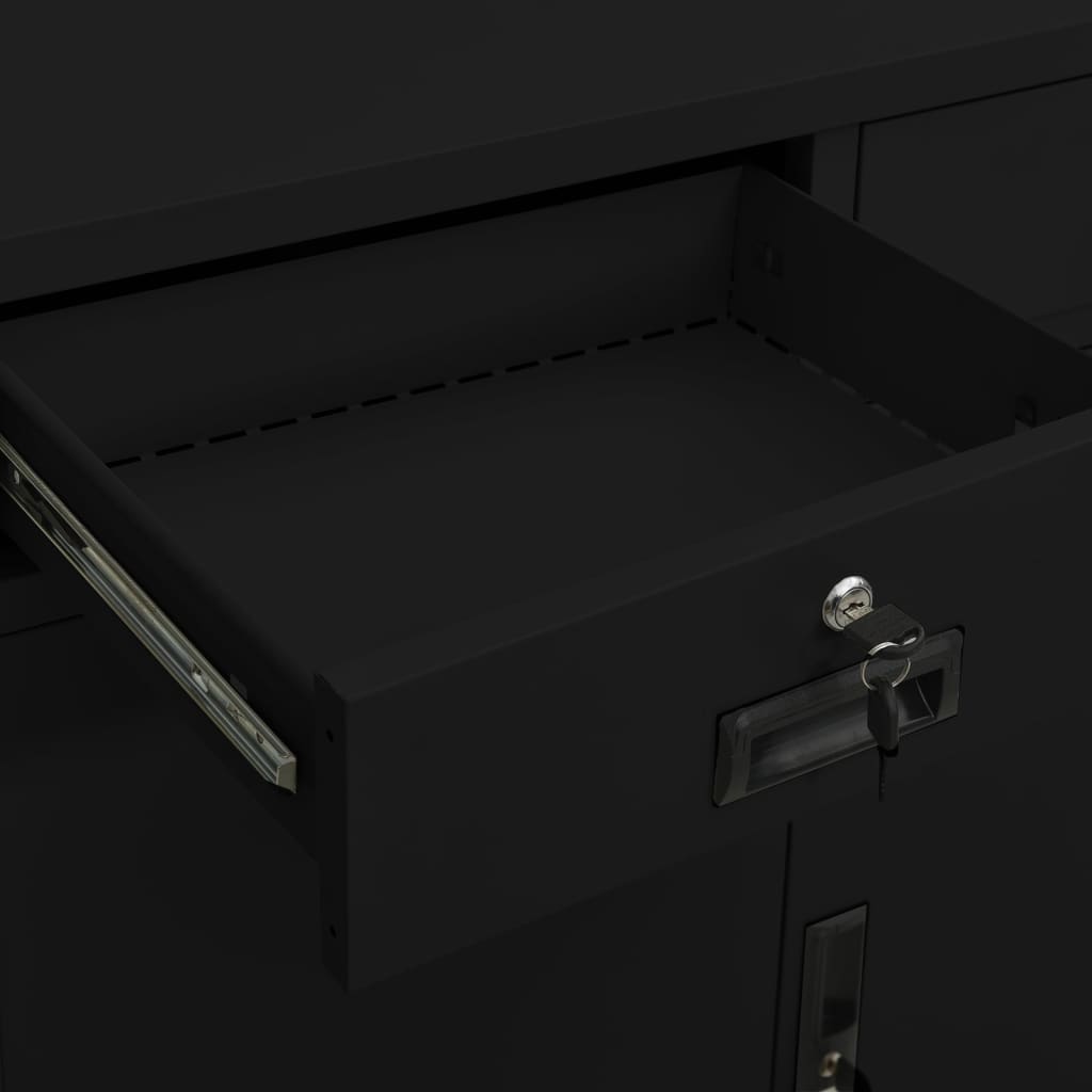 vidaXL Office Cabinet | Black | Steel | Medium | Height-Adjustable Shelves