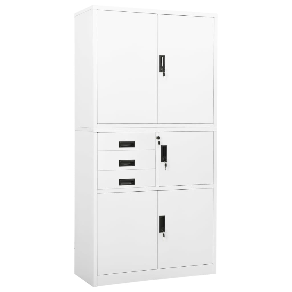 vidaXL Office Cabinet | White | Steel | Large | Height-Adjustable Shelves