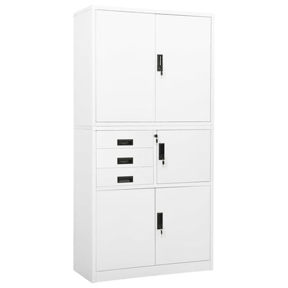 vidaXL Office Cabinet | White | Steel | Large | Height-Adjustable Shelves