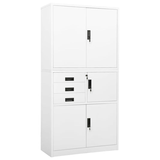 vidaXL Office Cabinet | White | Steel | Large | Height-Adjustable Shelves