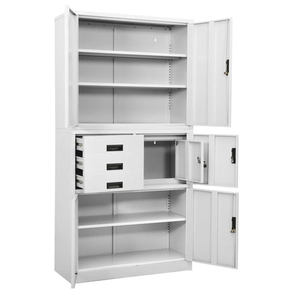 vidaXL Office Cabinet | White | Steel | Large | Height-Adjustable Shelves