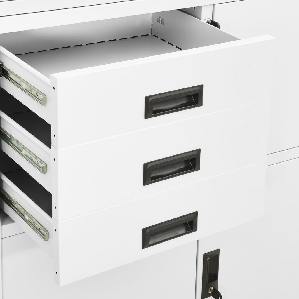 vidaXL Office Cabinet | White | Steel | Large | Height-Adjustable Shelves